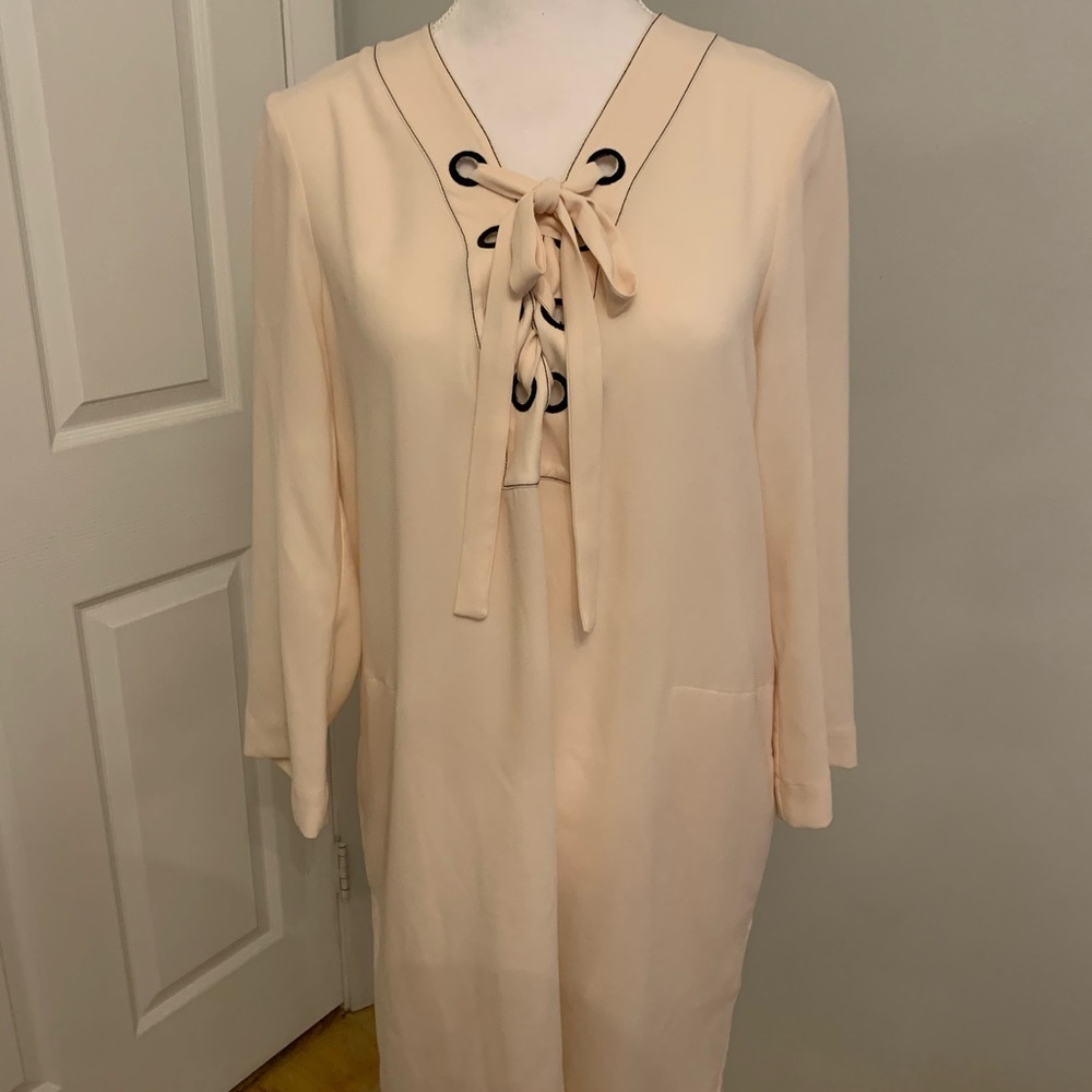 Bcbgmaxazria Cream Tonya Lace-Up Shift Dress